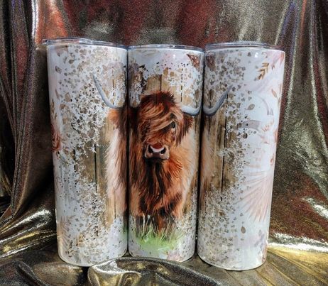 Big Highland Cow RTS Finished Tumblers/Sublimation Transfers