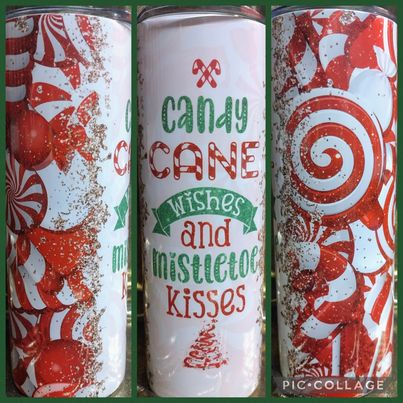 Candy Cane RTS Finished Tumblers/Sublimation Transfers