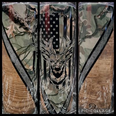 Deer Camo Wood RTS Finished Tumblers/Sublimation Transfers
