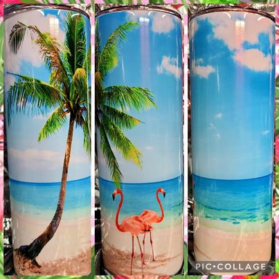 Flamingo Beach RTS Finished Tumblers/Sublimation Transfers