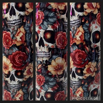 Floral Skull RTS Finished Tumblers/Sublimation Transfers