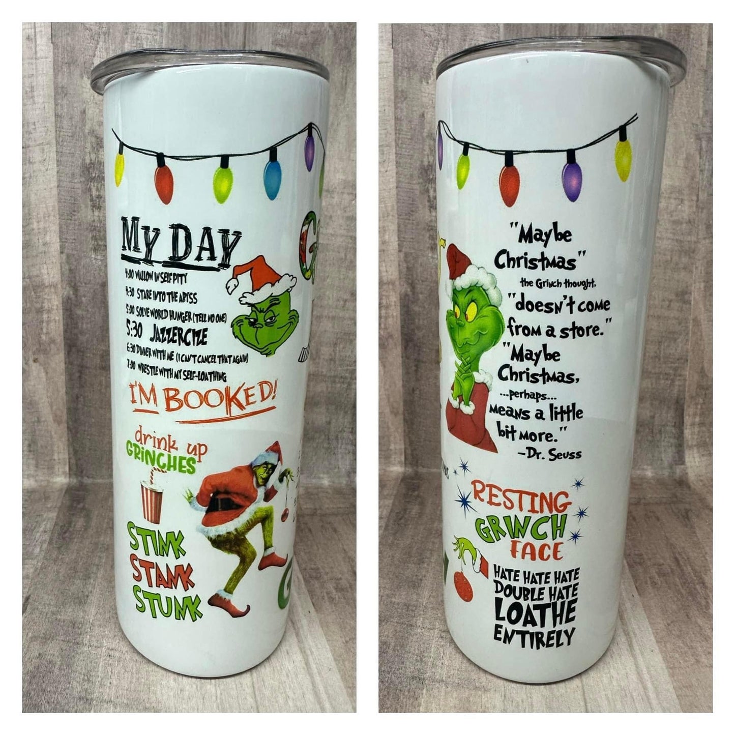 Grinch  RTS Finished Tumblers/Sublimation Transfers