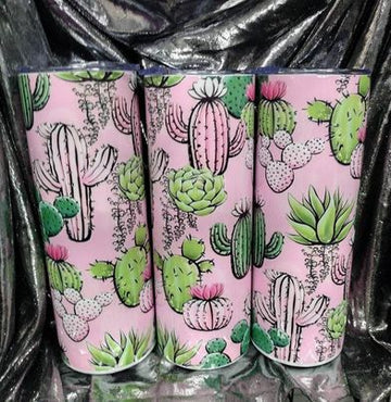 Pink Cactus RTS Finished Tumblers/Sublimation Transfers