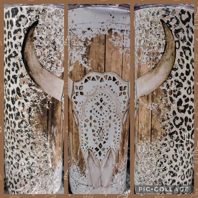 Pretty Bull Skull RTS Finished Tumblers/Sublimation Transfers