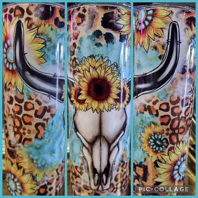 Sunflower Bull RTS Finished Tumblers/Sublimation Transfers