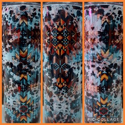 Aztec Cowhide RTS Finished Tumblers/Sublimation Transfers