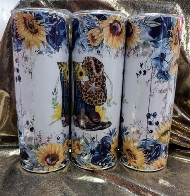 Boots Flowers RTS Finished Tumblers/Sublimation Transfers