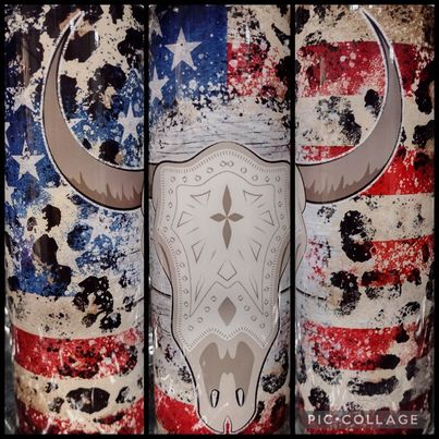 Bull Skull Flag RTS Finished Tumblers/Sublimation Transfers