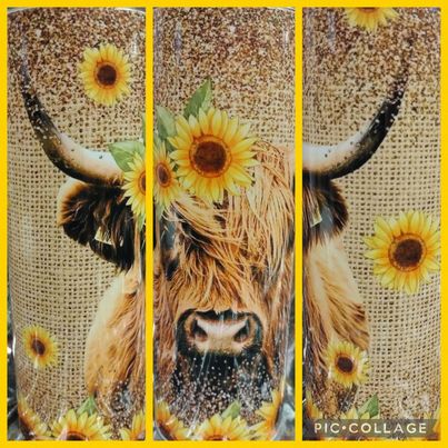 Cow Sunflower RTS Finished Tumblers/Sublimation Transfers