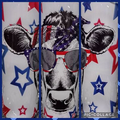 Flag Cow Stars RTS Finished Tumblers/Sublimation Transfers