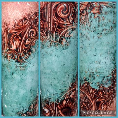 Leather Turquoise RTS Finished Tumblers/Sublimation Transfers