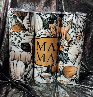 Mama Tan Floral RTS Finished Tumblers/Sublimation Transfers