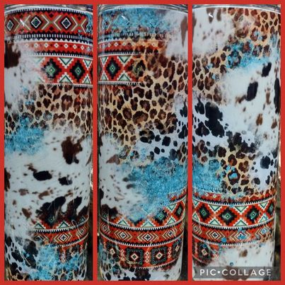 Serape Cow Print RTS Finished Tumblers/Sublimation Transfers