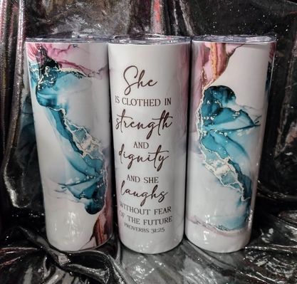 She Is RTS Finished Tumblers/Sublimation Transfers