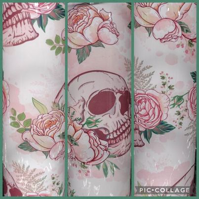 Skull Pink Roses RTS Finished Tumblers/Sublimation Transfers