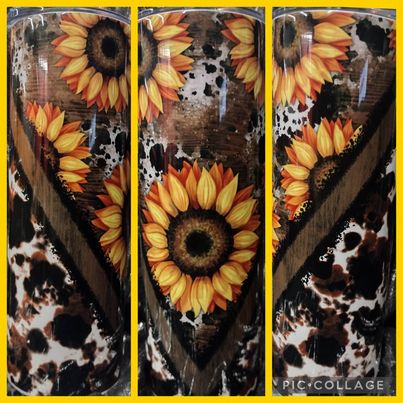 Sunflower Cowhide RTS Finished Tumblers/Sublimation Transfers