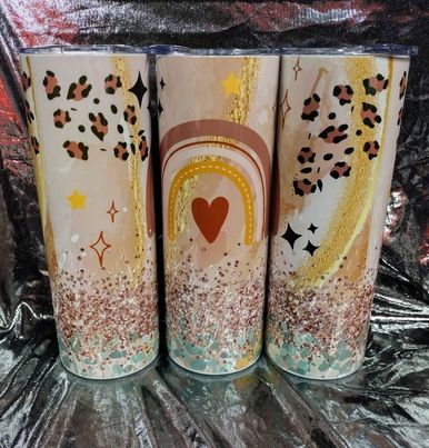 Tan Rainbow RTS Finished Tumblers/Sublimation Transfers