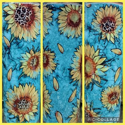 Teal Sunflower RTS Finished Tumblers/Sublimation Transfers