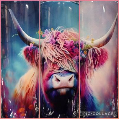 Water Color Cow RTS Finished Tumblers/Sublimation Transfers