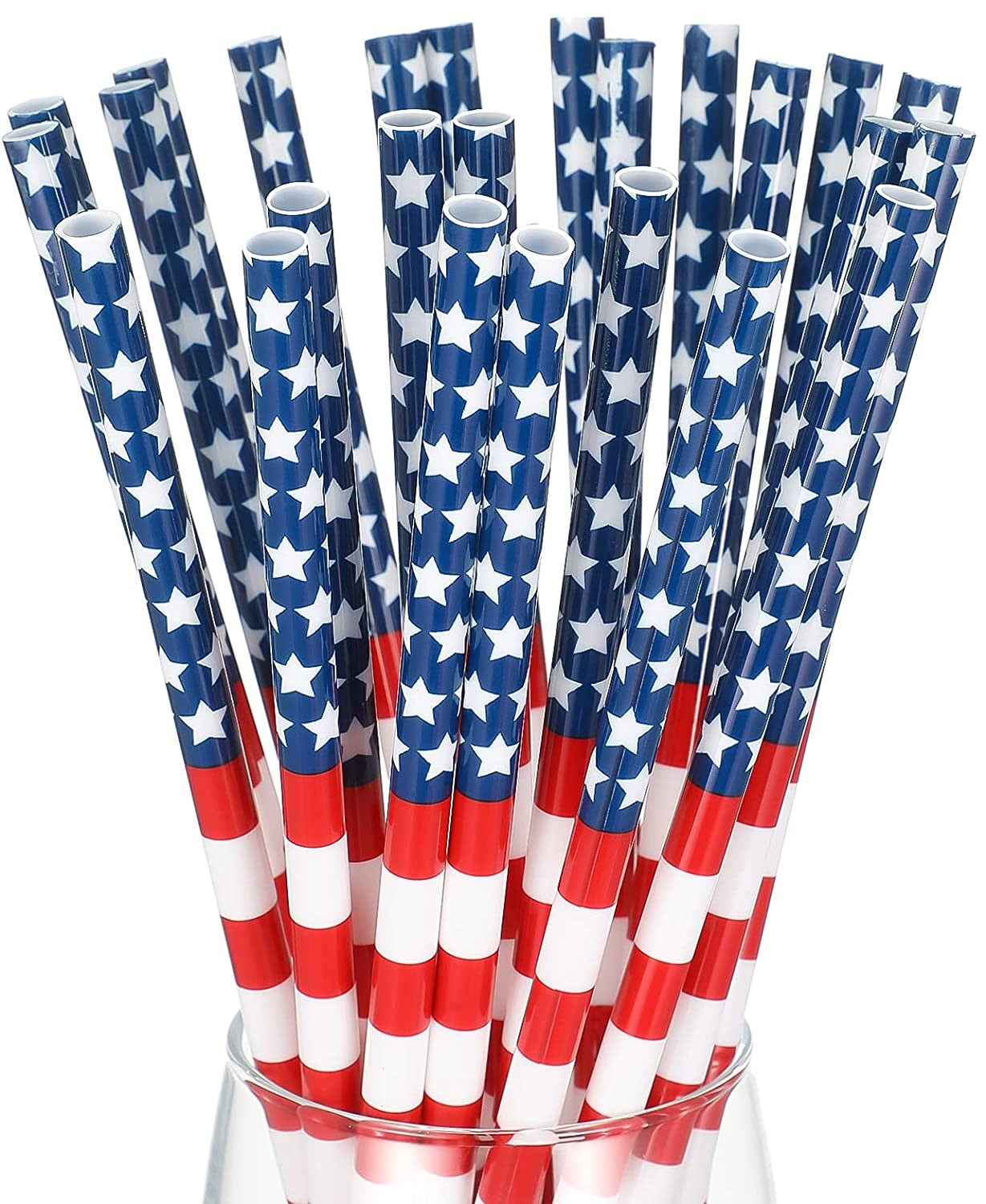 Independence Day American Flag Plastic Drinking Straws