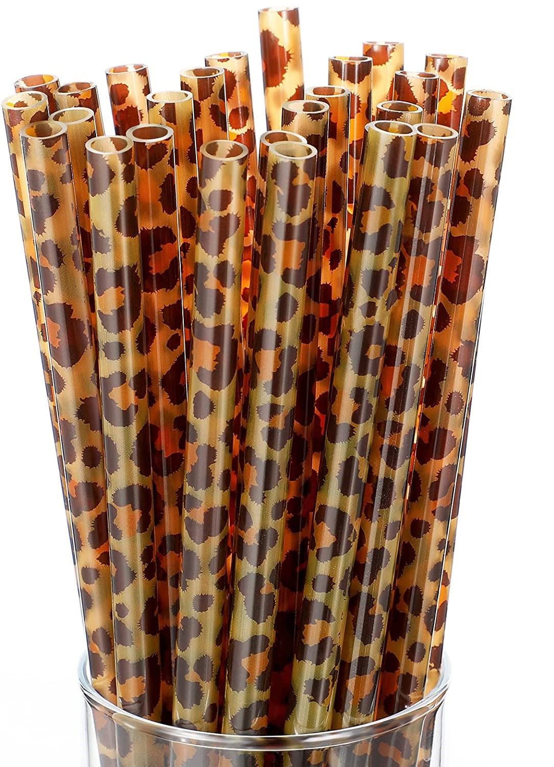 Leopard Print Plastic Drinking Straws