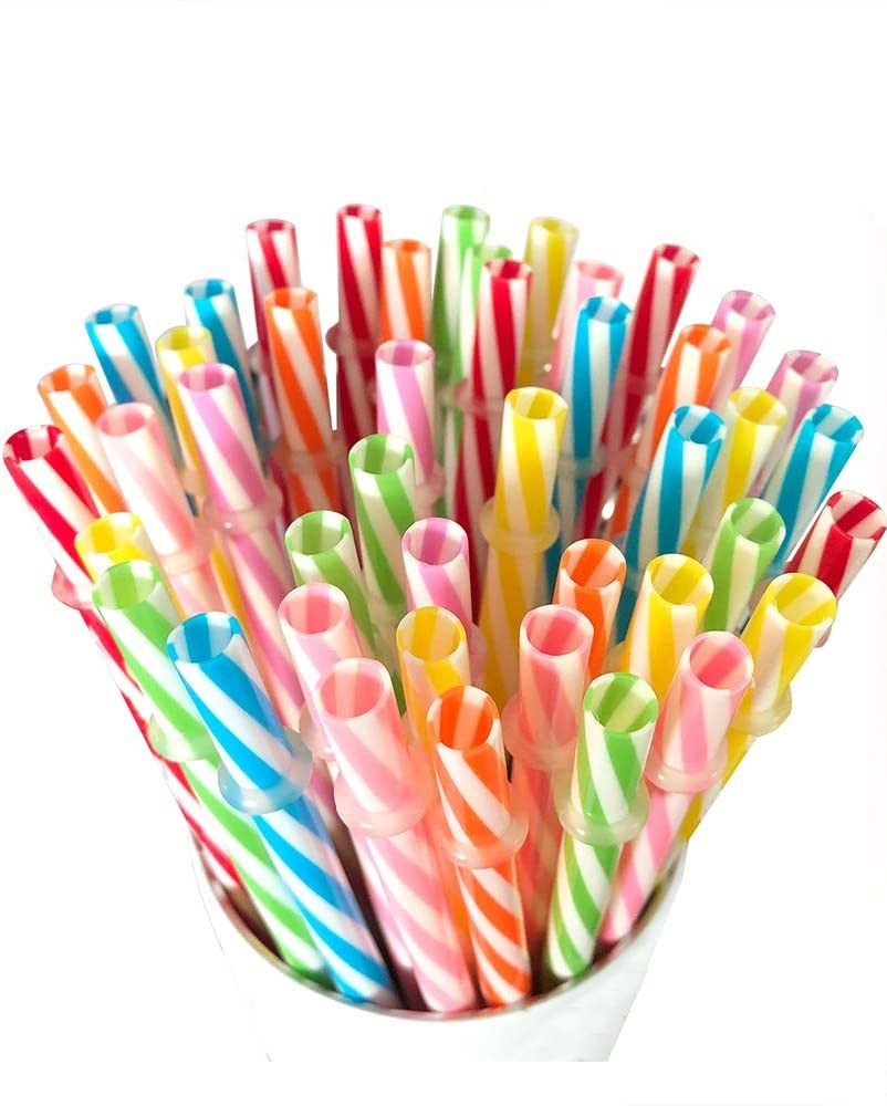 Reusable Hard Plastic Stripe Drinking Straws